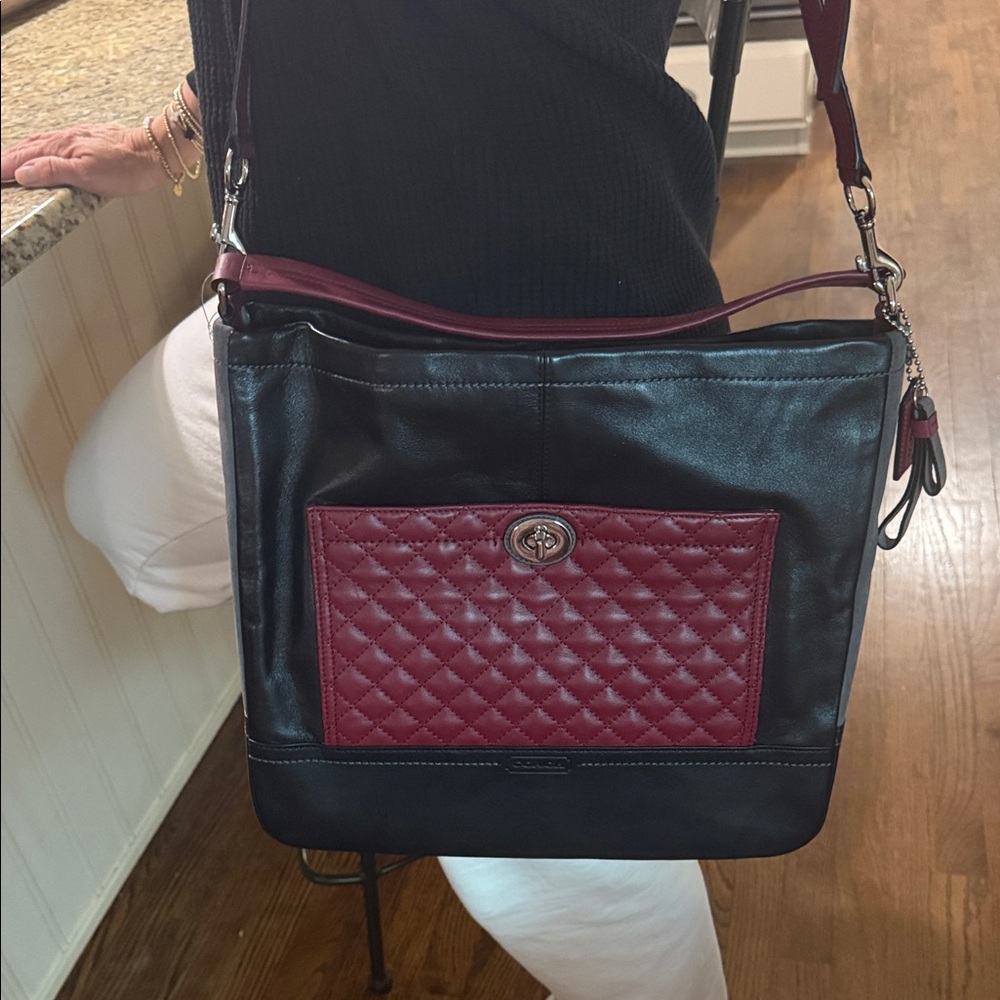 Vintage black and Burgundy coach bag